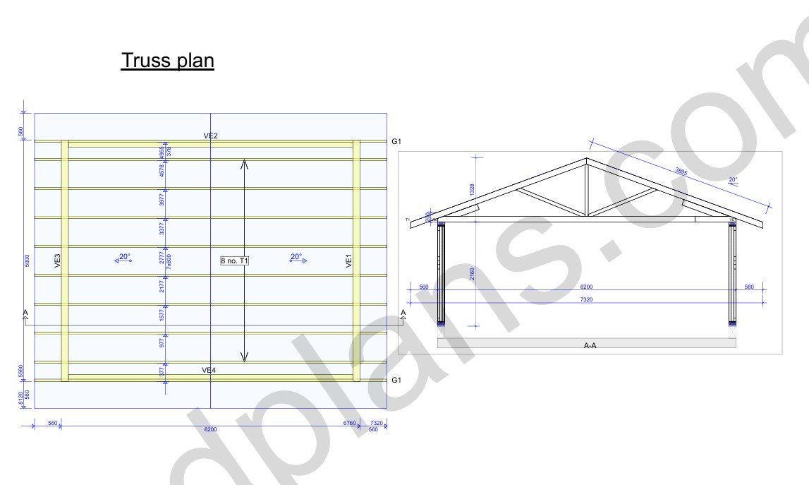 16' 5" x 20' 4" Garage Plans | Extended Garage