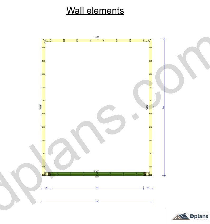 20' 4" x 16' 5" Garage Plans | Deep Bay Carport Blueprint
