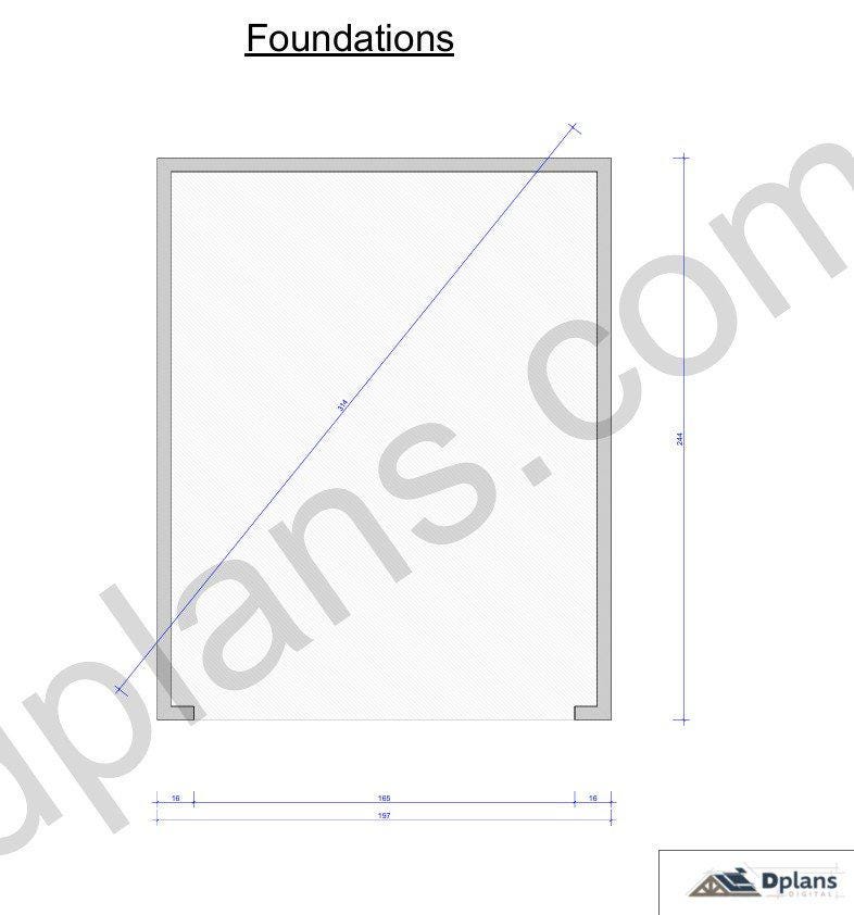 20' 4" x 16' 5" Garage Plans | Deep Bay Carport Blueprint