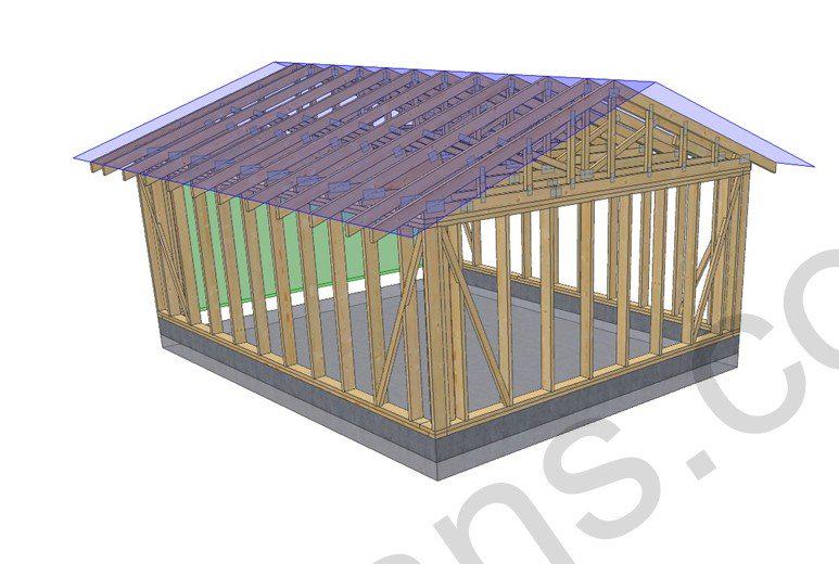 20' 4" x 16' 5" Garage Plans | Deep Bay Carport Blueprint