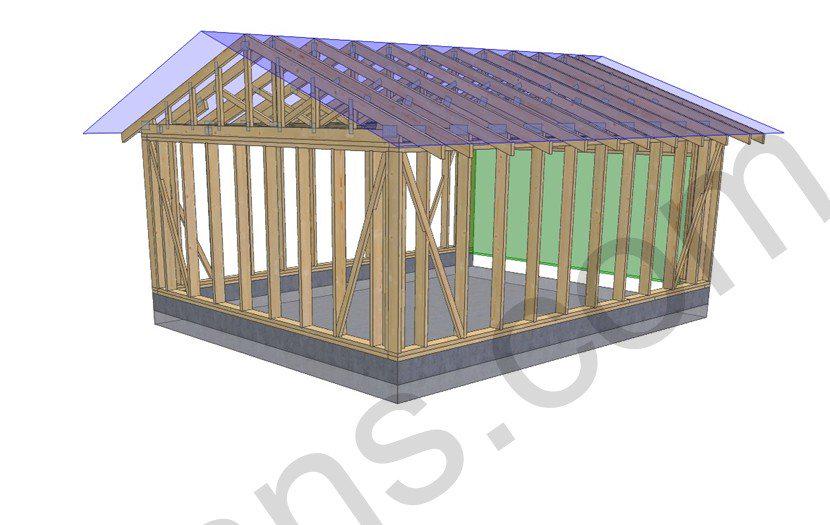 20' 4" x 16' 5" Garage Plans | Deep Bay Carport Blueprint