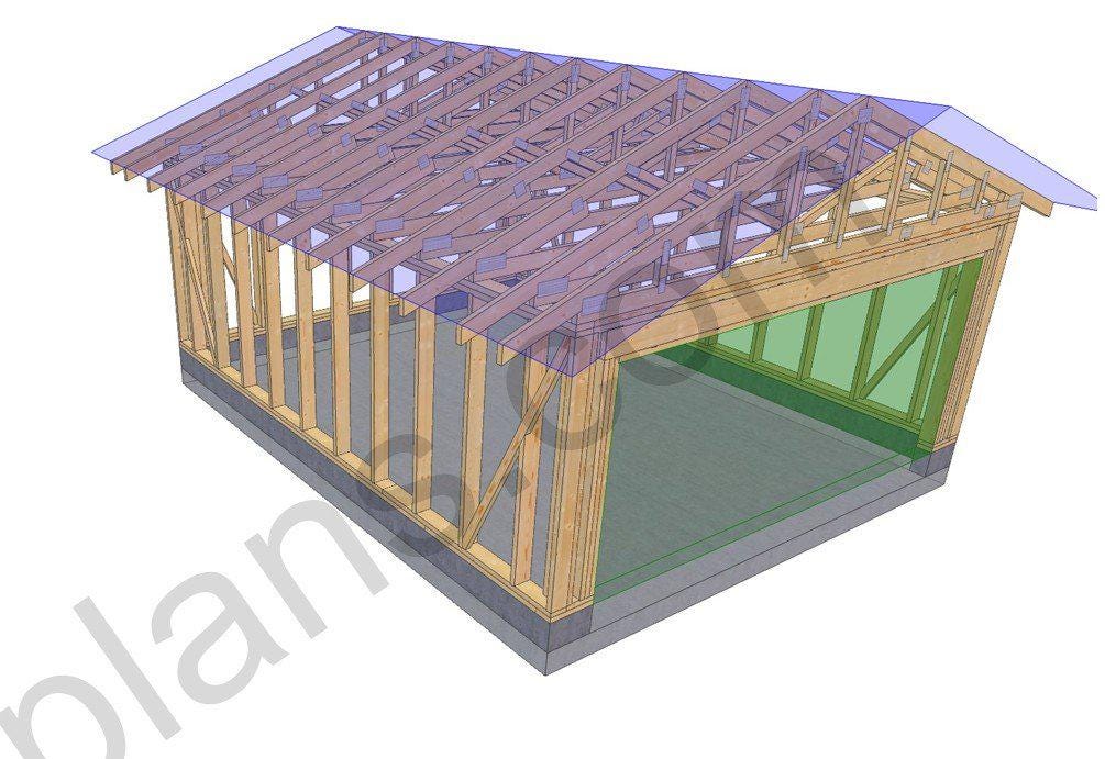 20' 4" x 16' 5" Garage Plans | Deep Bay Carport Blueprint