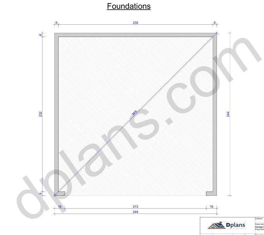 20' 4" x 20' 4" Garage Plans | Square Workshop Blueprint