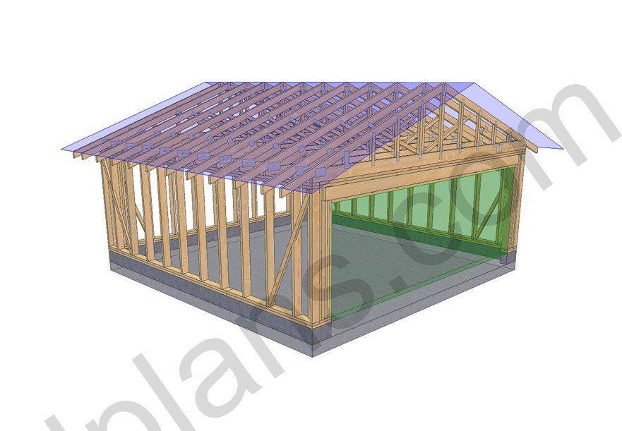 20' 4" x 20' 4" Garage Plans | Square Workshop Blueprint
