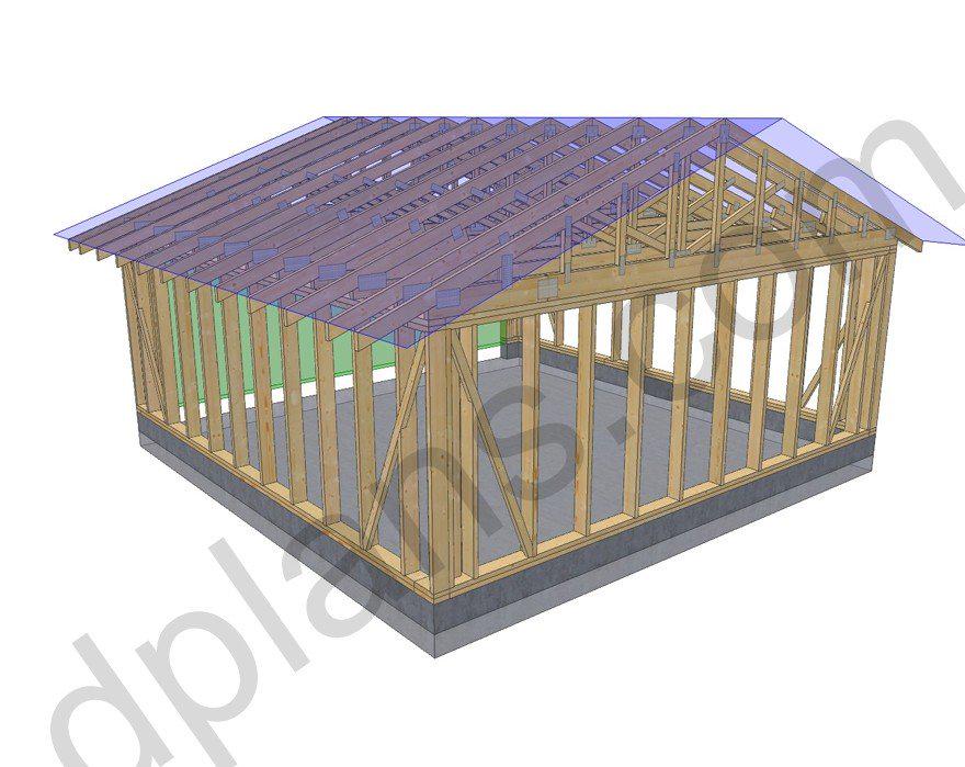 20' 4" x 20' 4" Garage Plans | Square Workshop Blueprint