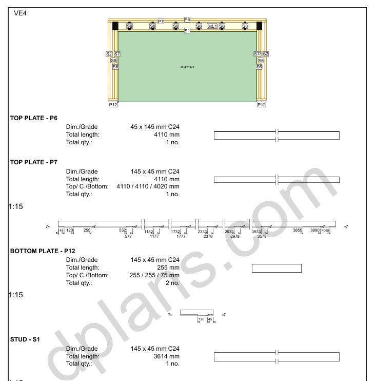 22' 4" x 14' 5" Garage Plans | Long Narrow Storage Building