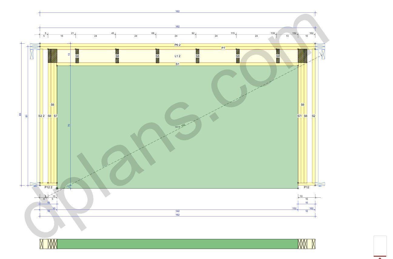 22' 4" x 14' 5" Garage Plans | Long Narrow Storage Building