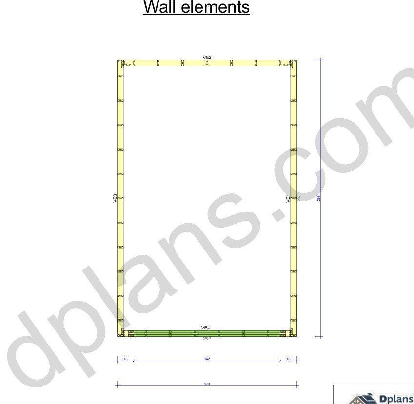 22' 4" x 14' 5" Garage Plans | Long Narrow Storage Building