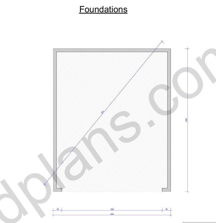 22' 4" x 18' 4" Garage Plans | Extended Vehicle Shelter Layout