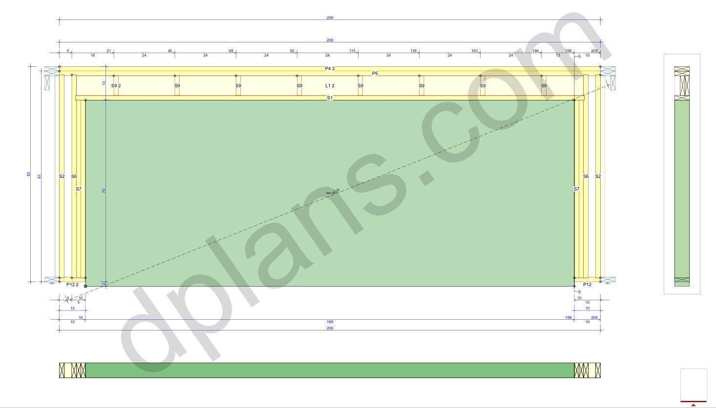 22' 4" x 18' 4" Garage Plans | Extended Vehicle Shelter Layout