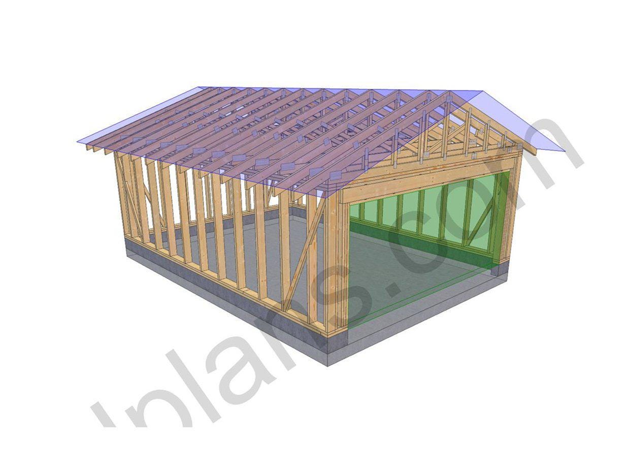 22' 4" x 16' 5" Timber Frame Garage Plans | DIY Building (PDF Plan)