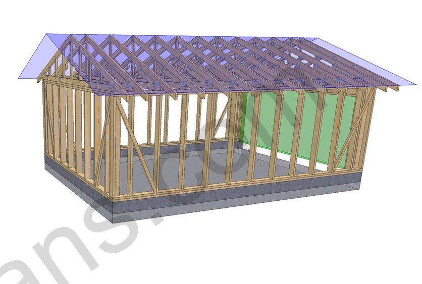 22' 4" x 16' 5" Timber Frame Garage Plans | DIY Building (PDF Plan)