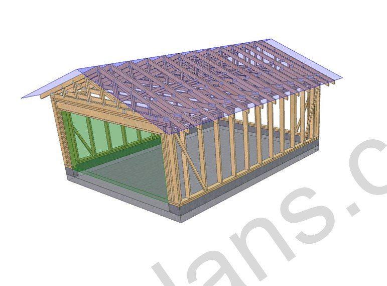 22' 4" x 16' 5" Timber Frame Garage Plans | DIY Building (PDF Plan)