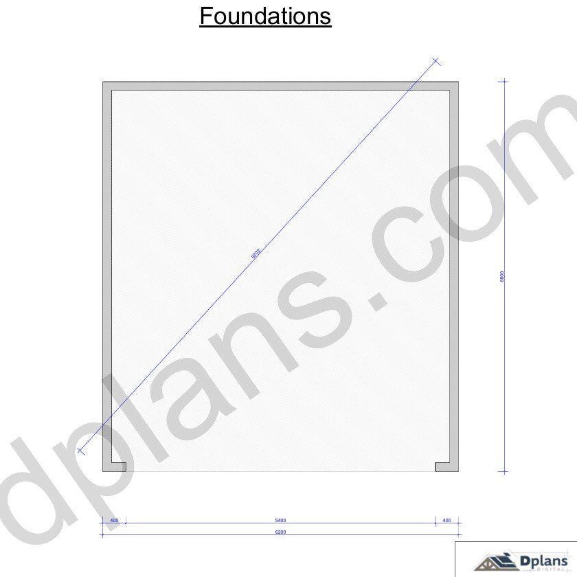 22' 4" x 20' 4" Garage Plans | Printable Garage Blueprint