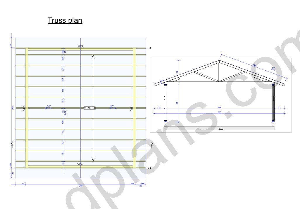 22' 4" x 20' 4" Garage Plans | Printable Garage Blueprint