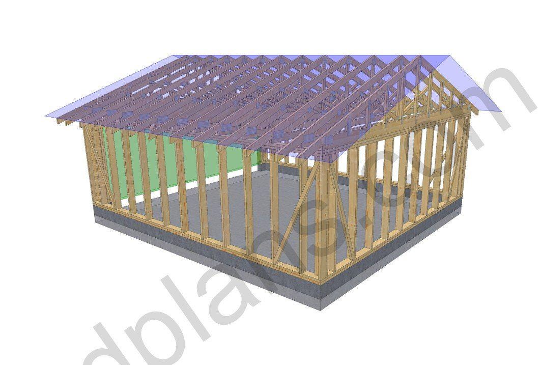 22' 4" x 20' 4" Garage Plans | Printable Garage Blueprint