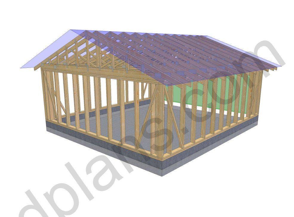 22' 4" x 20' 4" Garage Plans | Printable Garage Blueprint