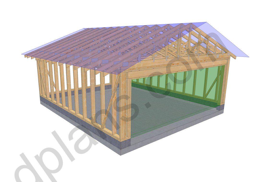 22' 4" x 20' 4" Garage Plans | Printable Garage Blueprint