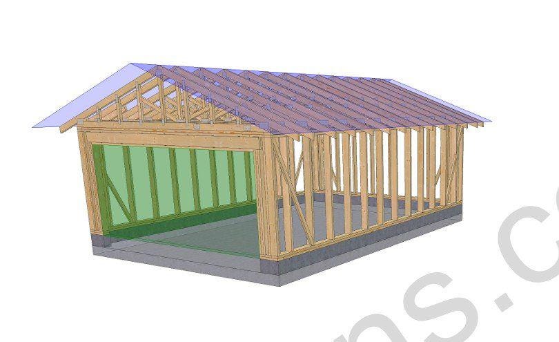 24' 3" x 16' 5" Garage Plans | Instant Download Construction Plans