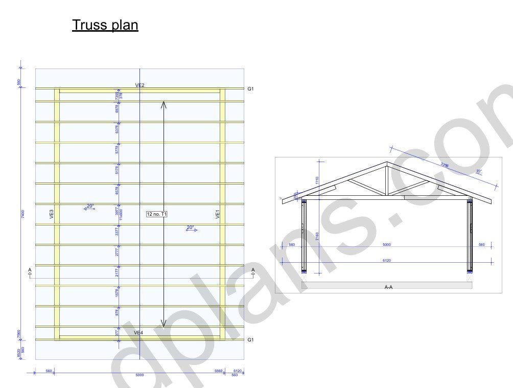 24' 3" x 16' 5" Garage Plans | Instant Download Construction Plans