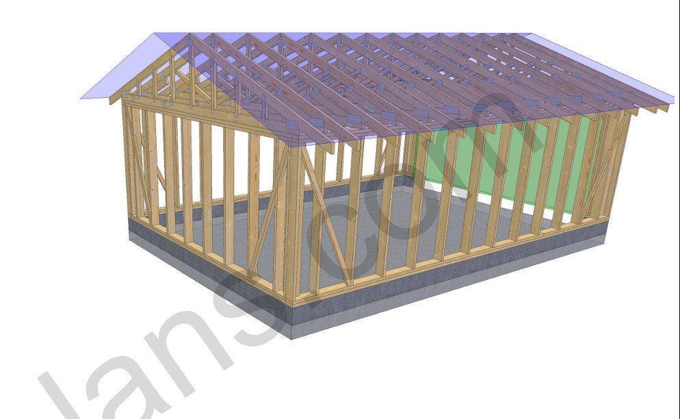 24' 3" x 16' 5" Garage Plans | Instant Download Construction Plans