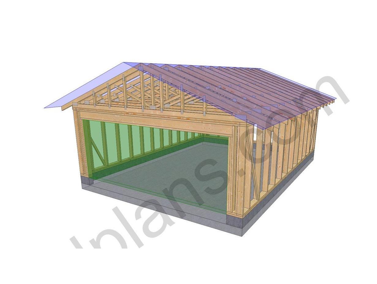 24' 3" x 18' 4" Garage Plans | Digital Garage Design Template