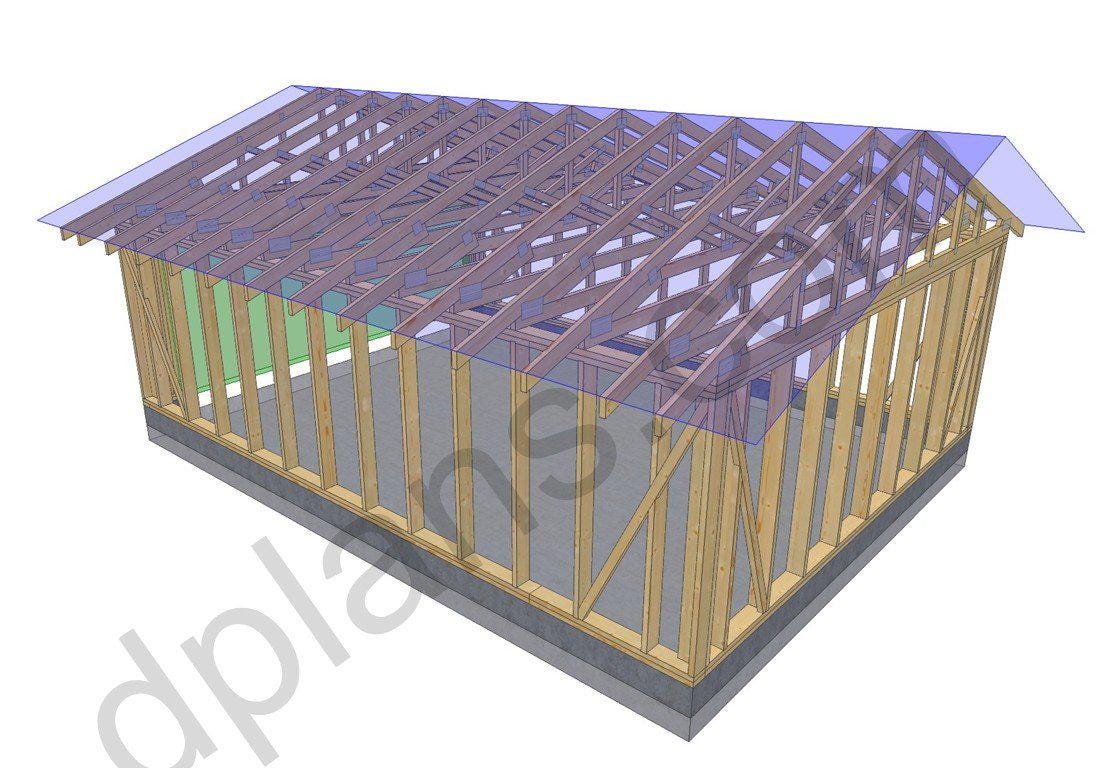 24' 3" x 18' 4" Garage Plans | Digital Garage Design Template