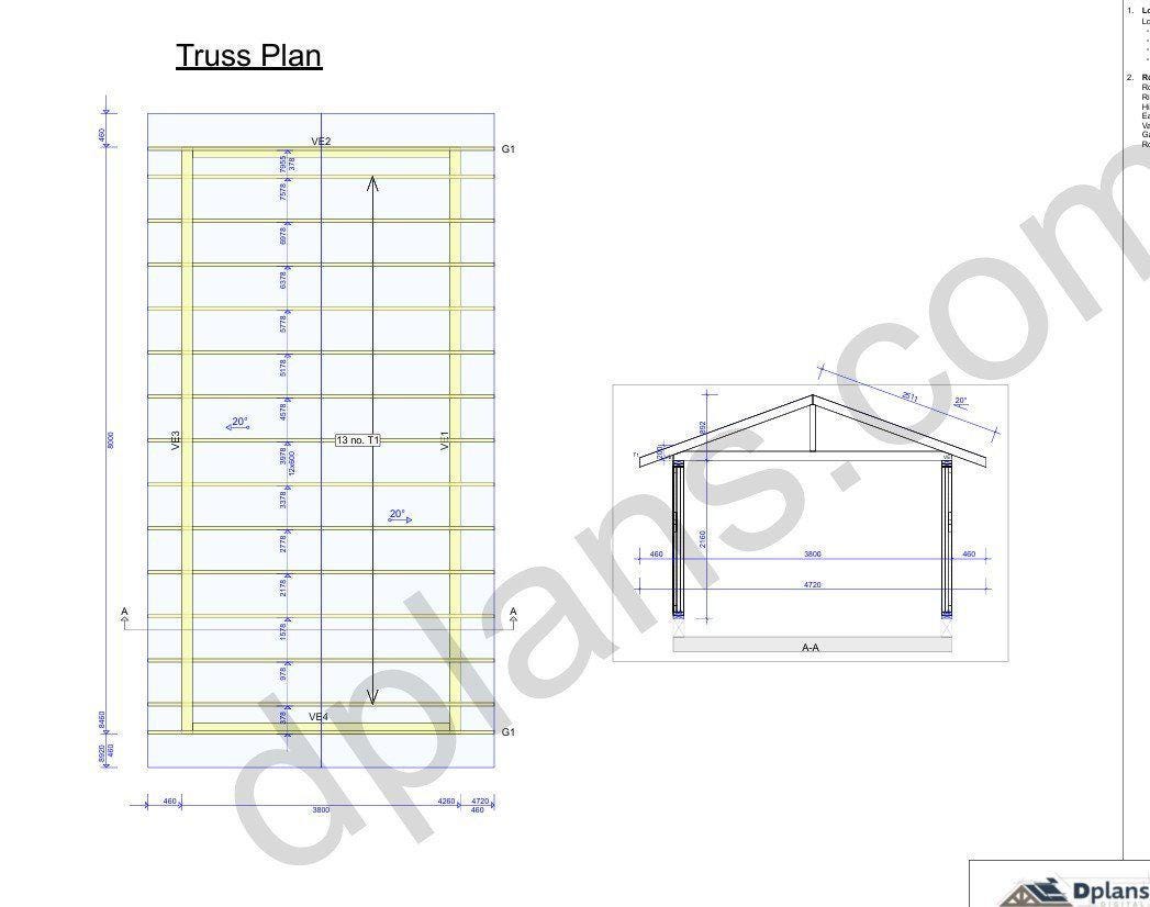26' 3" x 12' 6" Timber Frame Garage Plans (PDF Download)