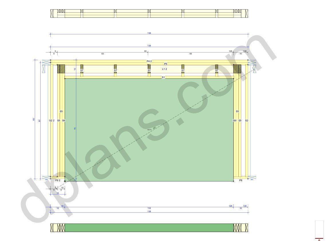 26' 3" x 12' 6" Timber Frame Garage Plans (PDF Download)