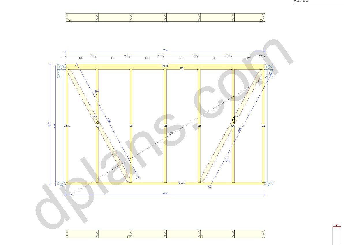 26' 3" x 12' 6" Timber Frame Garage Plans (PDF Download)