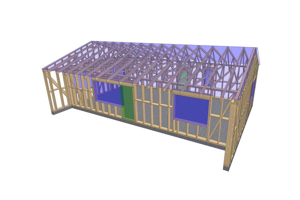 42' 7" x 29' 5" Baupläne für Haus mit Terrasse | Wohnhaus-Bauplan Download
