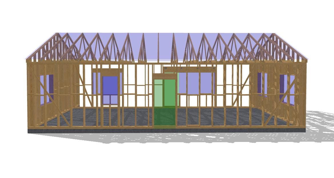 42' 7" x 29' 5" Baupläne für Haus mit Terrasse | Wohnhaus-Bauplan Download