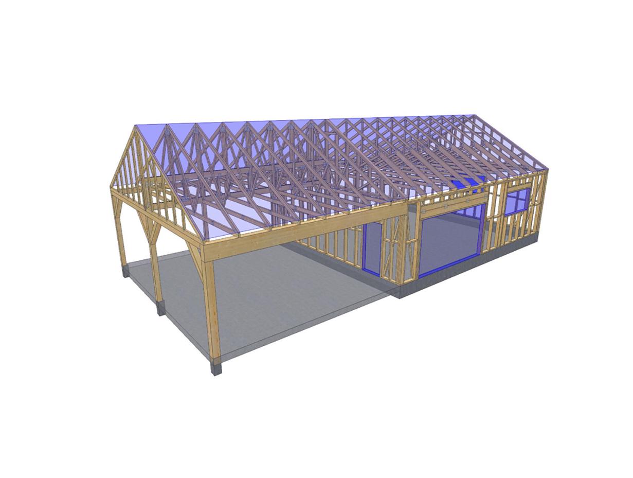 42' 7" x 29' 5" House with Terrace Plans | Residential Home Blueprint Download