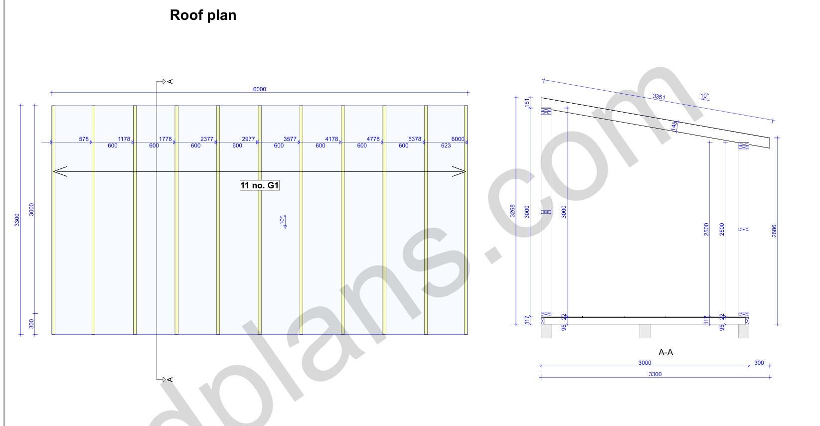 19' 8" x 9' 10" Baupläne für Holzrahmenhütte | Kleiner Geräteschuppen Bauplan