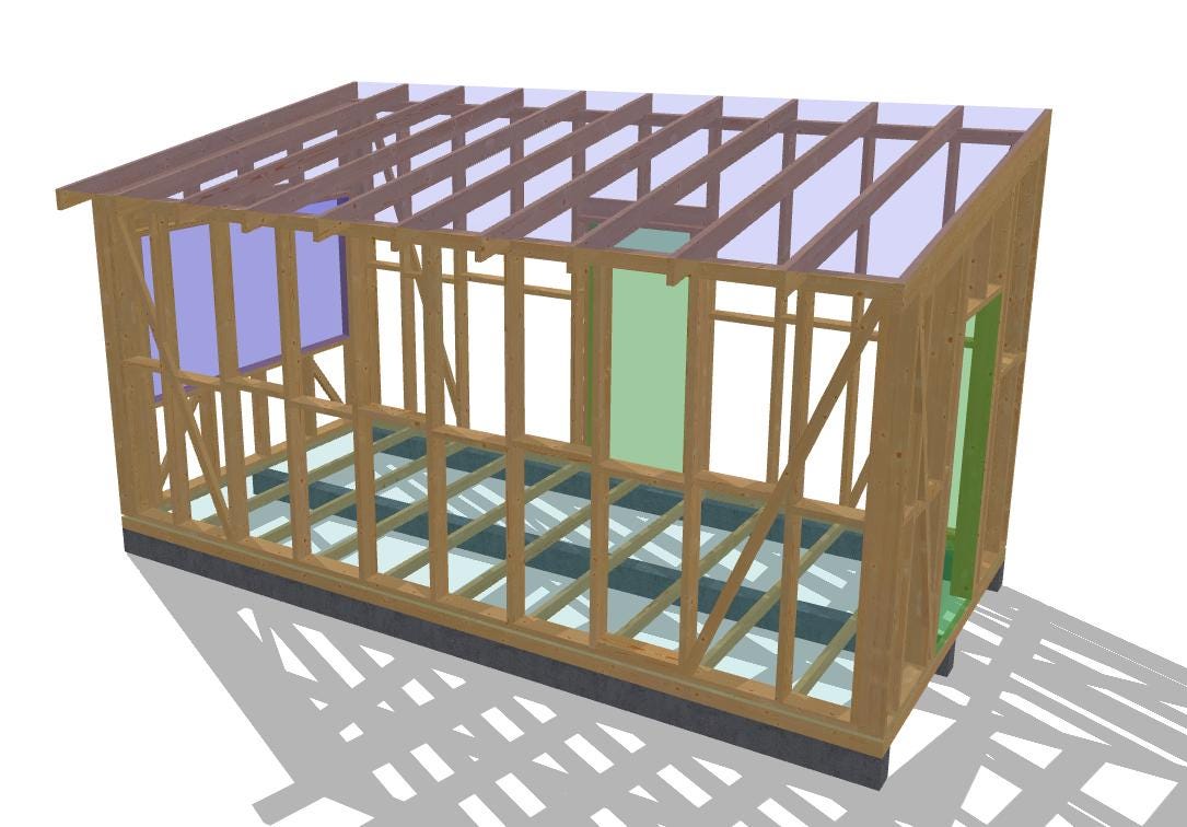 19' 8" x 9' 10" Timber Frame Cabin Plans | Small Storage Shed Building Blueprint