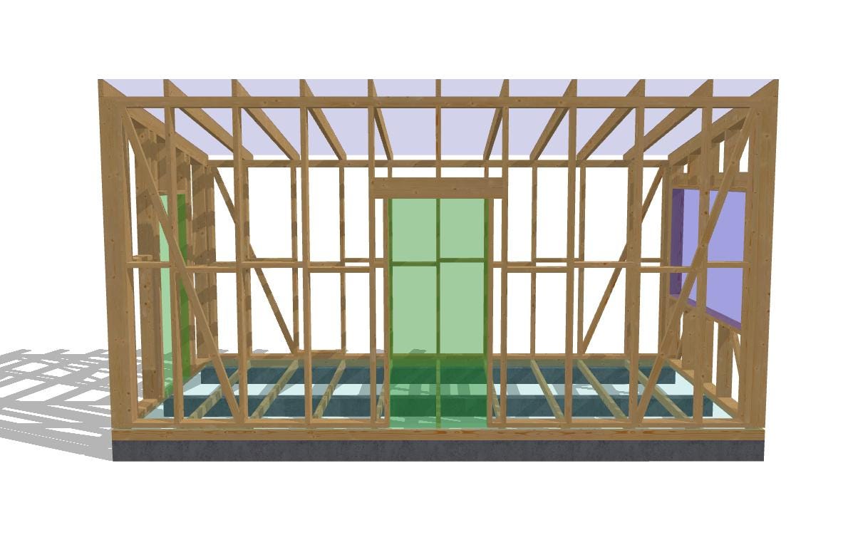 19' 8" x 9' 10" Baupläne für Holzrahmenhütte | Kleiner Geräteschuppen Bauplan