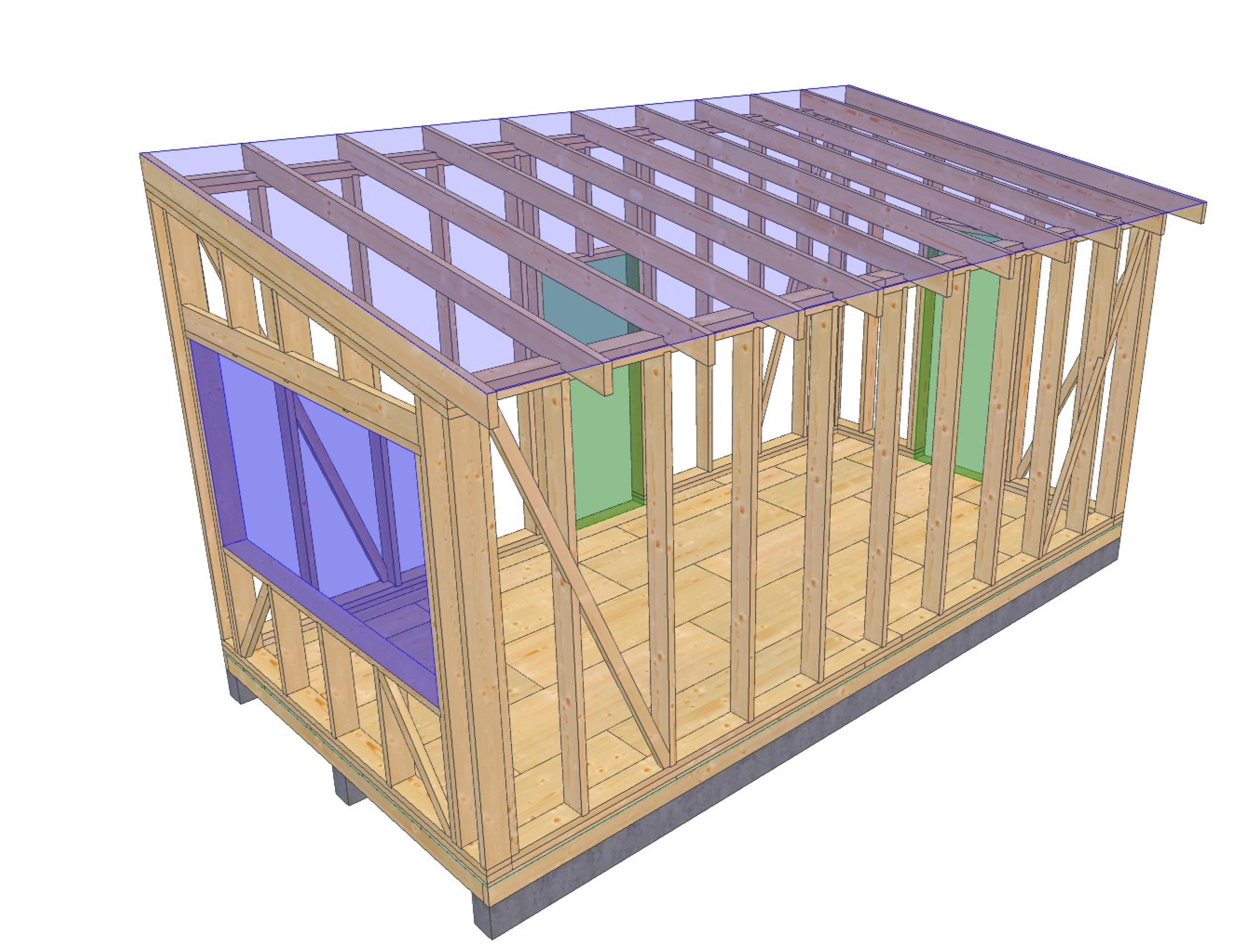 19' 8" x 9' 10" Baupläne für Holzrahmenhütte | Kleiner Geräteschuppen Bauplan