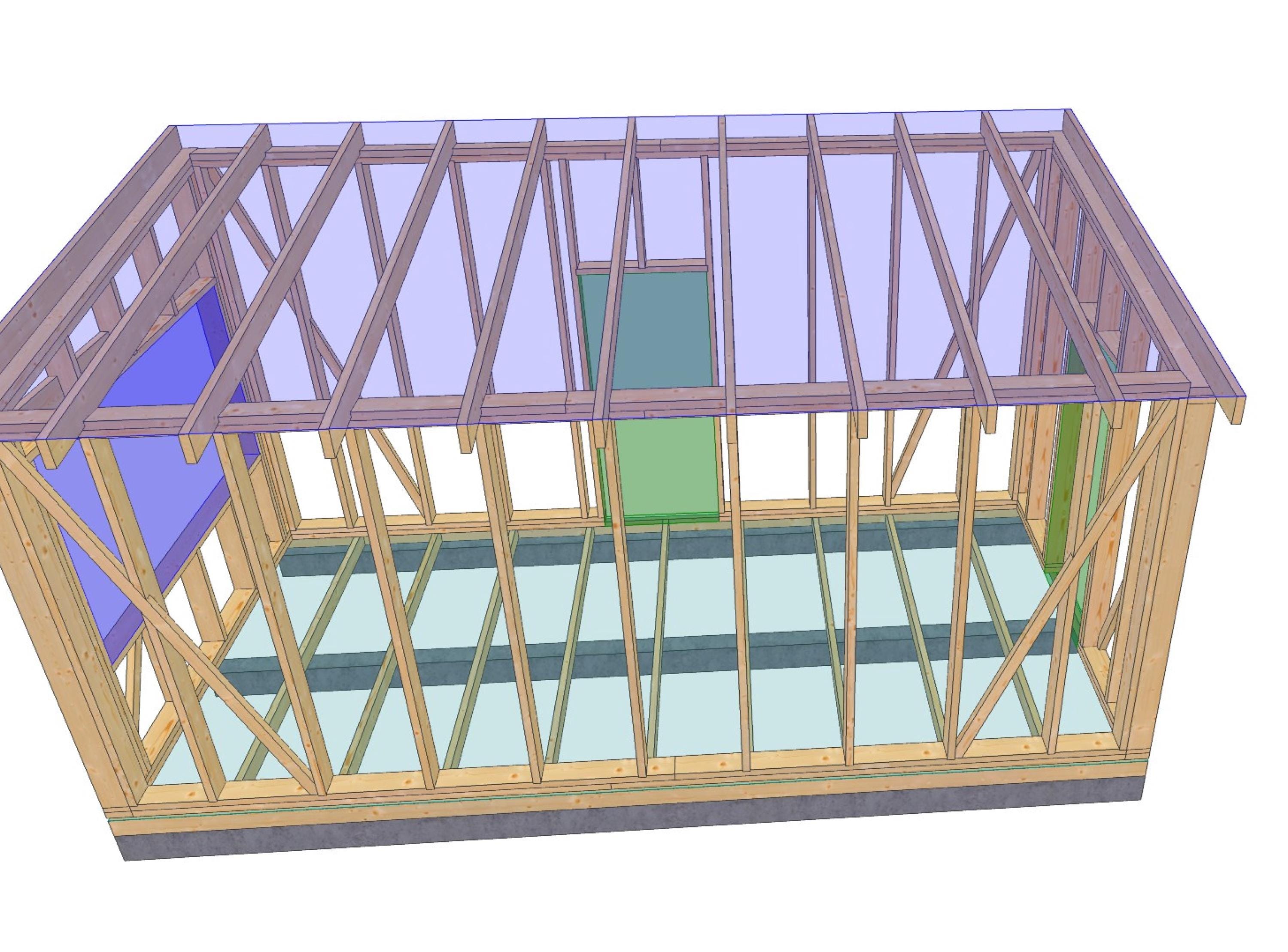 19' 8" x 9' 10" Baupläne für Holzrahmenhütte | Kleiner Geräteschuppen Bauplan