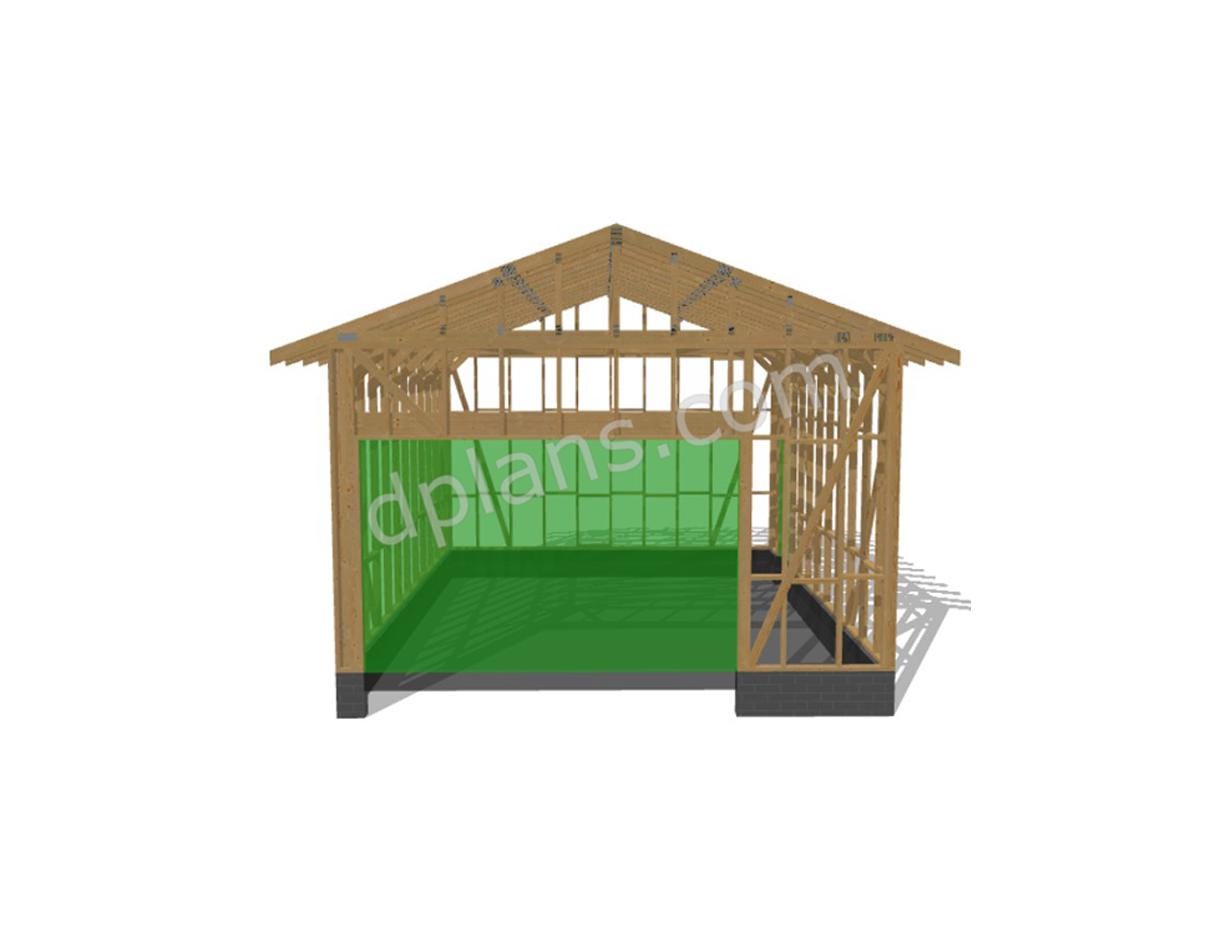 19' 8" x 23' Garage Plans with 10' Height | Tall Ceiling Garage Blueprint PDF