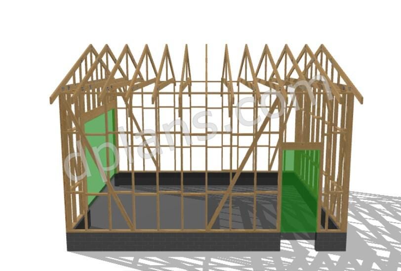 19' 8" x 23' Garage Plans with 10' Height | Tall Ceiling Garage Blueprint PDF