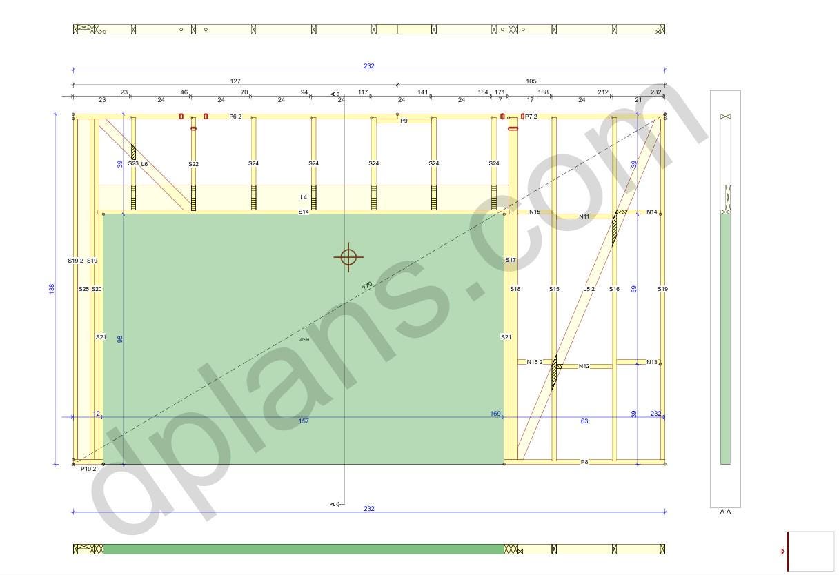 19' 8" x 23' Garage Plans with 10' Height | Tall Ceiling Garage Blueprint PDF