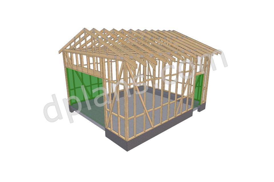 19' 8" x 23' Garage Plans with 10' Height | Tall Ceiling Garage Blueprint PDF
