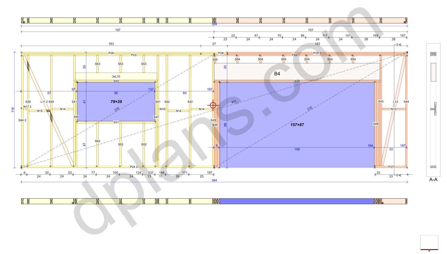 27' 2" x 56' 9" Garage with Carport Plans | Large Garage-Carport