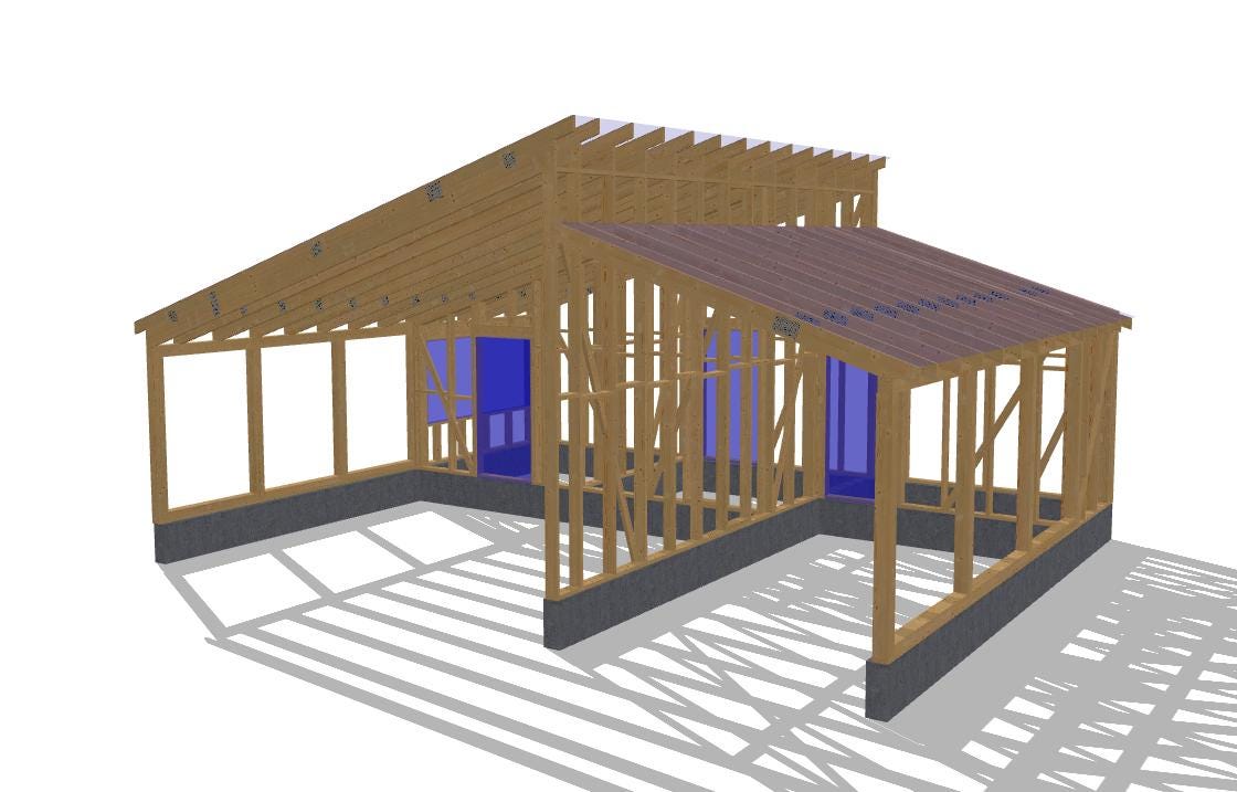 25' 11" x 32' 6" Baupläne für Doppelcarport mit Stauraum | Doppelcarport-Bauplan PDF