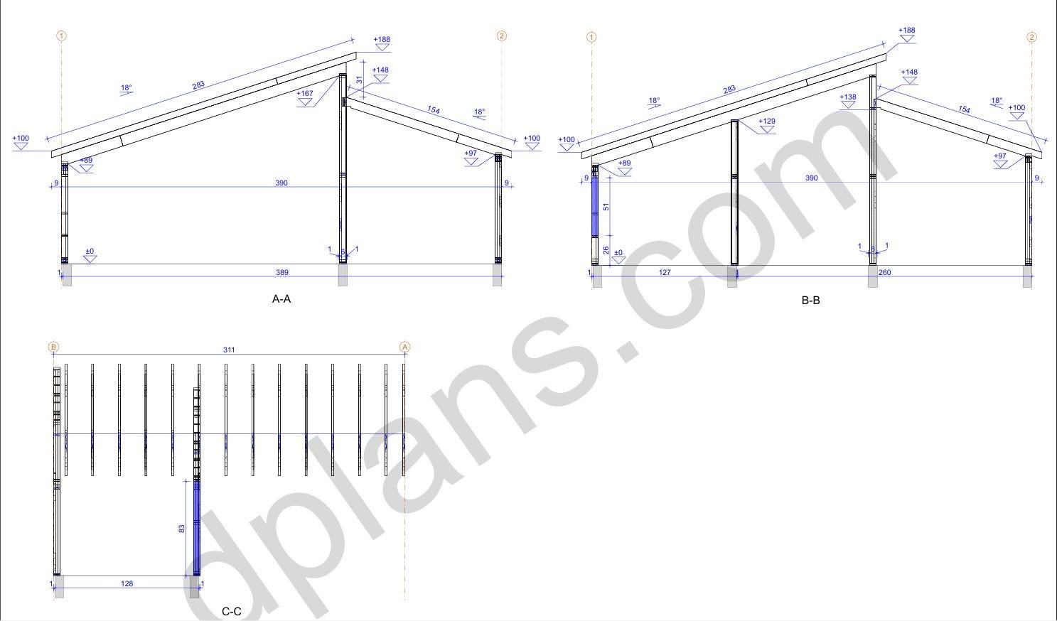 25' 11" x 32' 6" Baupläne für Doppelcarport mit Stauraum | Doppelcarport-Bauplan PDF
