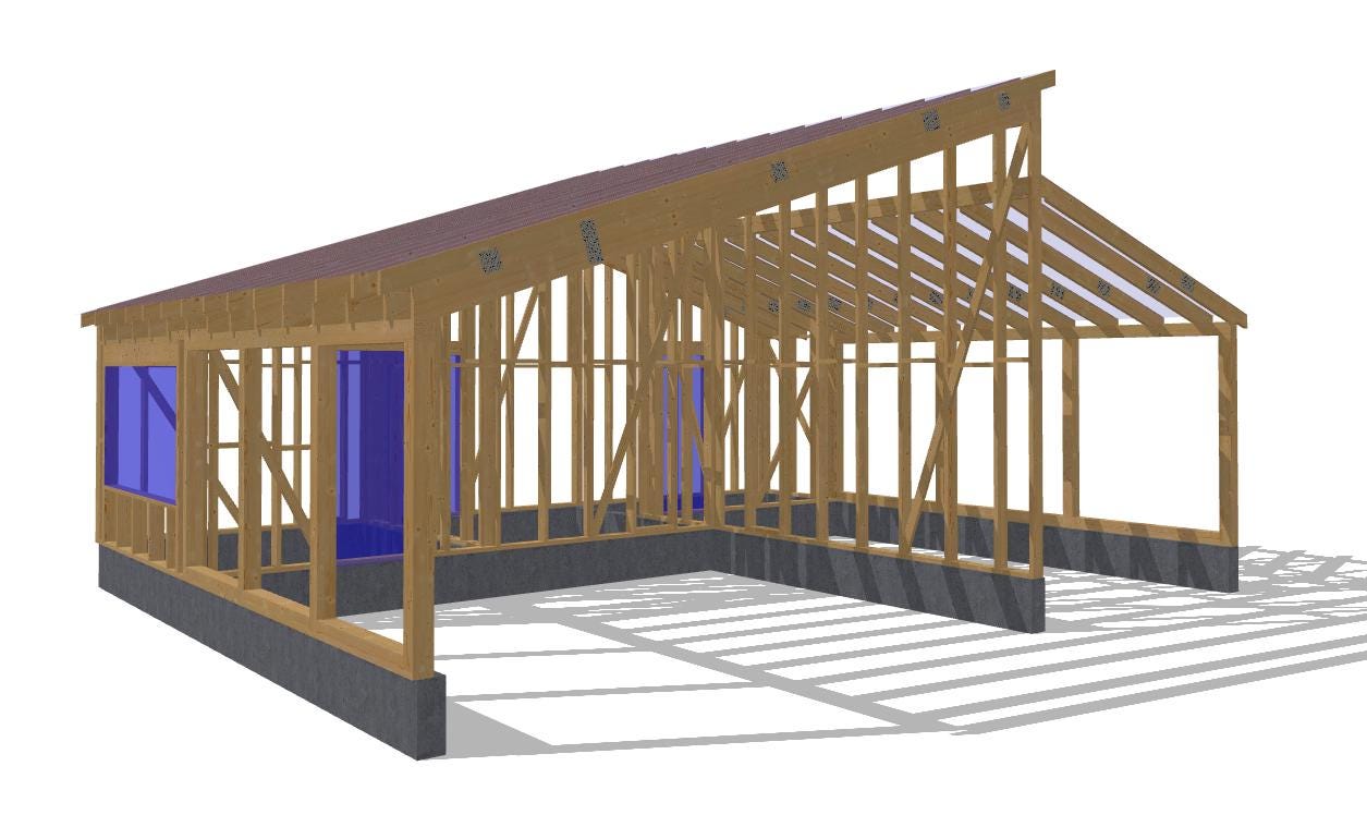 25' 11" x 32' 6" Baupläne für Doppelcarport mit Stauraum | Doppelcarport-Bauplan PDF