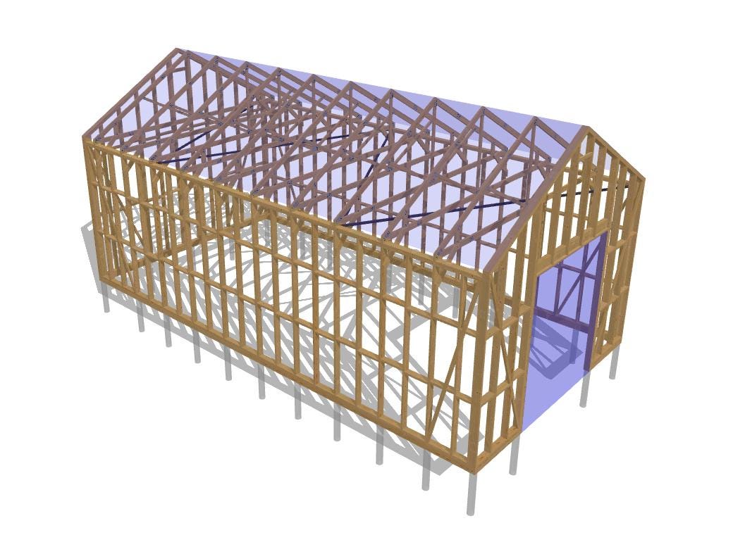 21' 4" x 41' 0" Elevated Garage Plans with 13' Height