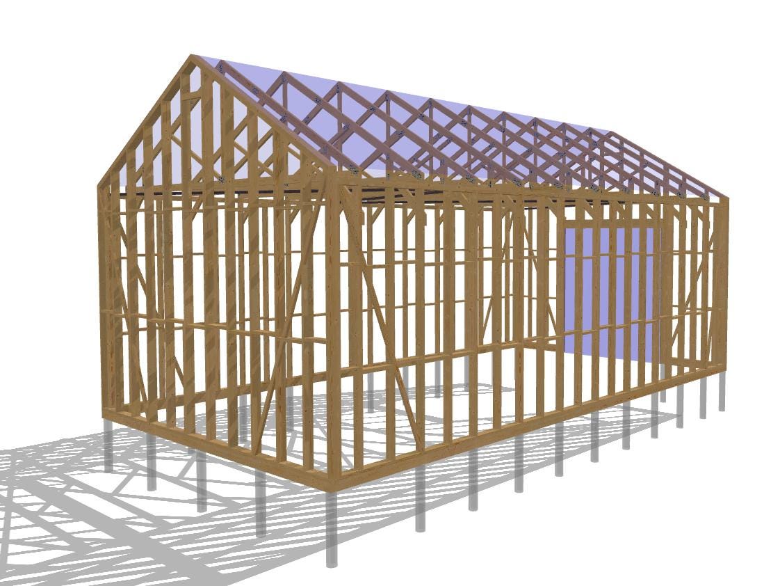 21' 4" x 41' 0" Elevated Garage Plans with 13' Height
