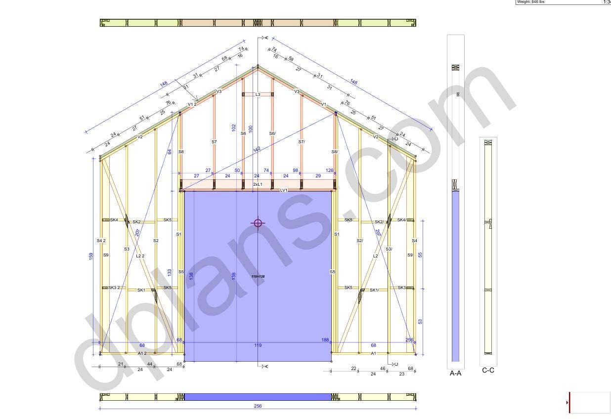 21' 4" x 41' 0" Elevated Garage Plans with 13' Height