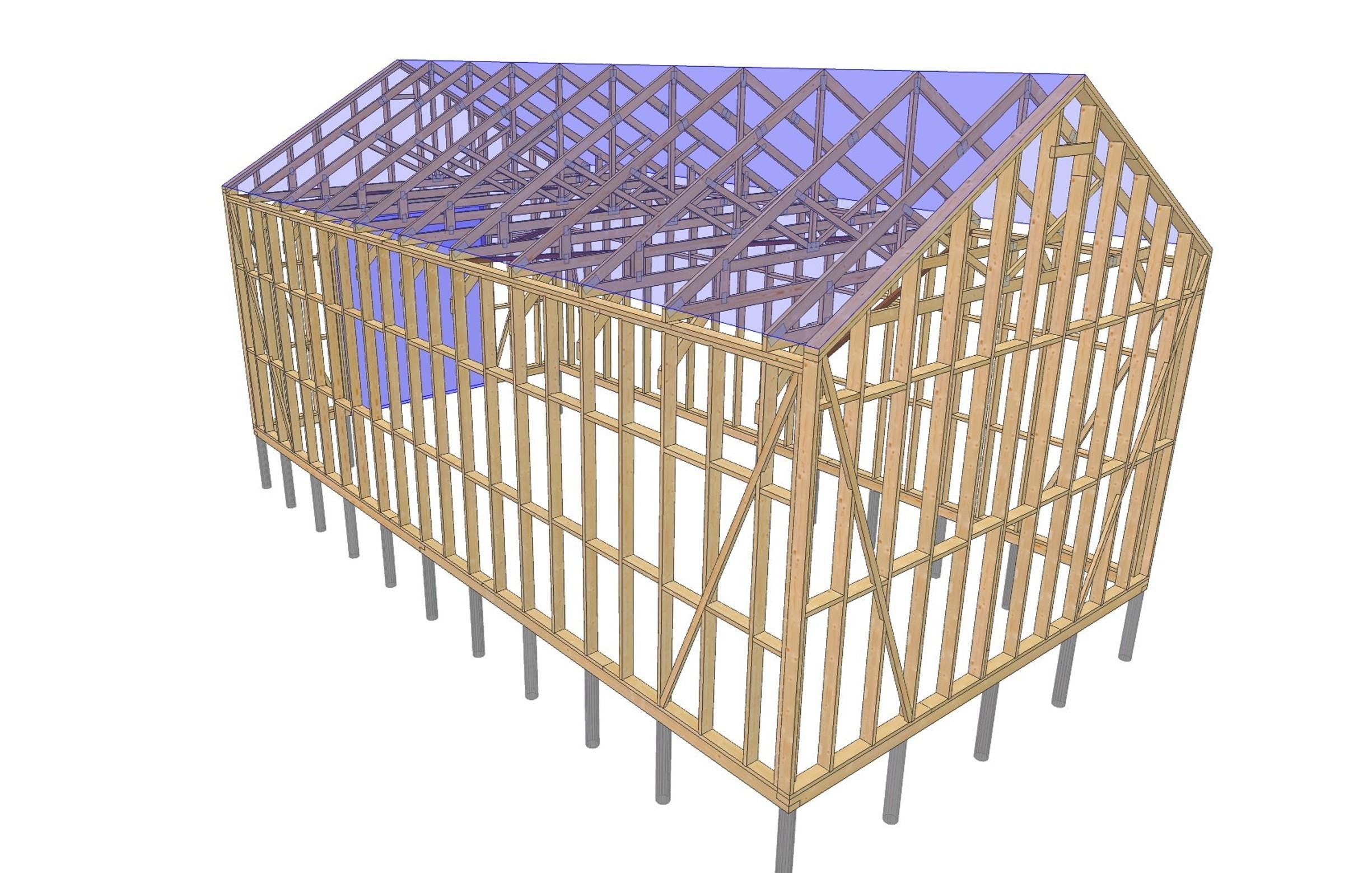 21' 4" x 41' 0" Elevated Garage Plans with 13' Height